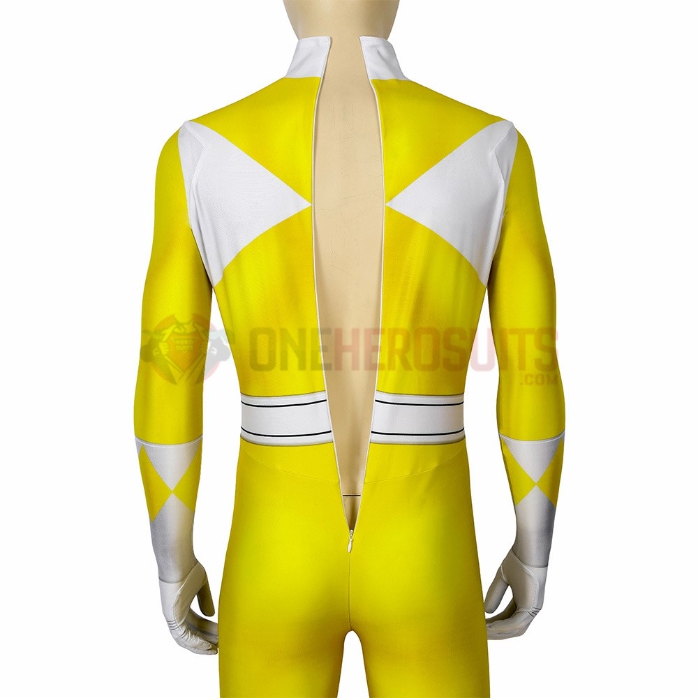 Yellow Power Ranger Suit Spandex Power Rangers Costumes Printed Edition