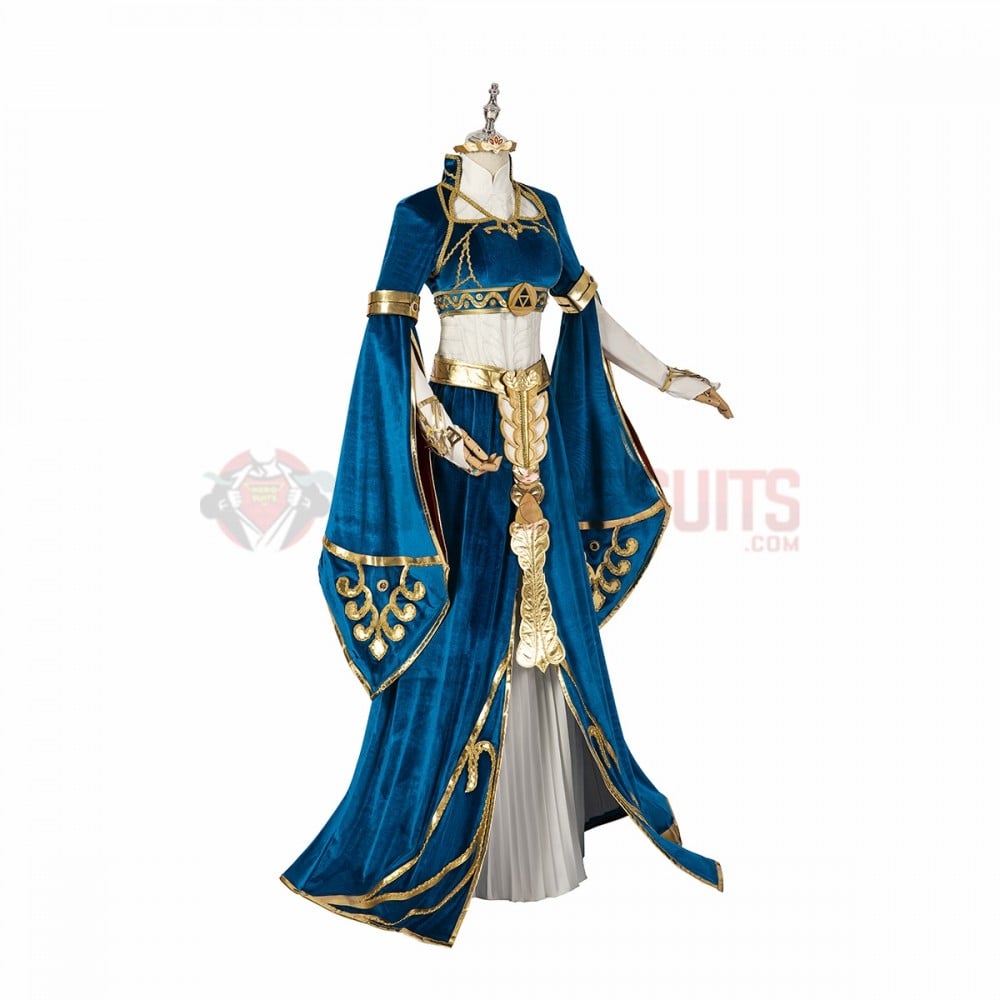 princess zelda blue dress Breath of the Wild Cosplay Costumes Zelda Top Level Suits V-neckline 30th Birthday Outfits & US Size:Child 2 elf ear props.