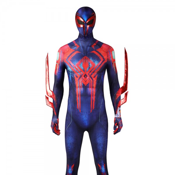 [Ready To Ship - Male Size L] Across The Spider-Verse Cosplay Costume Spiderman 2099 Miguel O'Hara Spandex Bodysuit