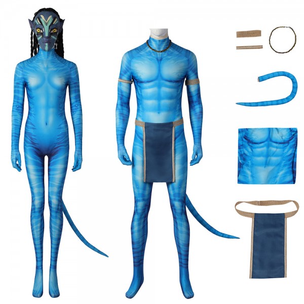 Avatar 2 The Way of Water Cosplay Costumes Jake Sully and Neytiri Jumpsuits