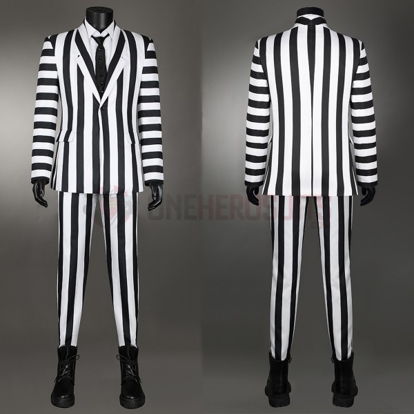 Beetlejuice 2 Cosplay Costumes Beetlejuice Black and white Suits