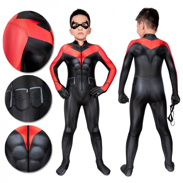 Gifts For Kids Nightwing Cosplay Suit Children Teen Titans Cosplay Red Bodysuit