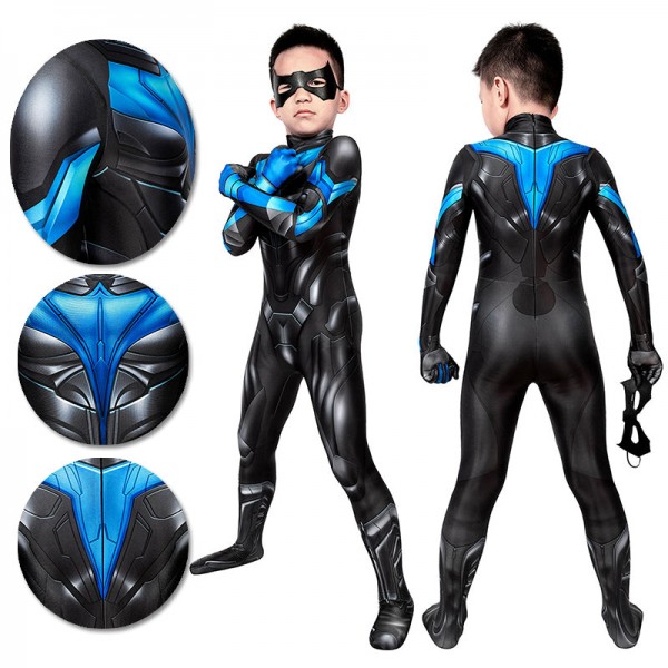 Gifts For Kids Titans Cosplay Suit Children Nightwing Blue Cosplay Bodysuit