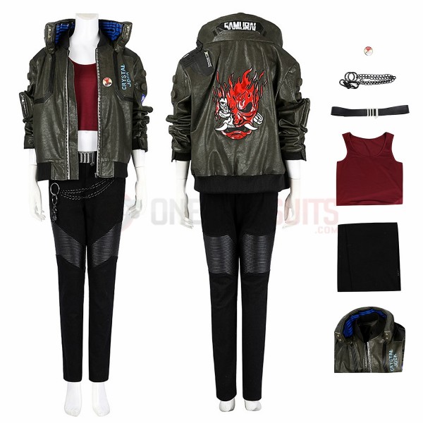 2077 Valerie Cosplay Costume Leather Jacket Suit