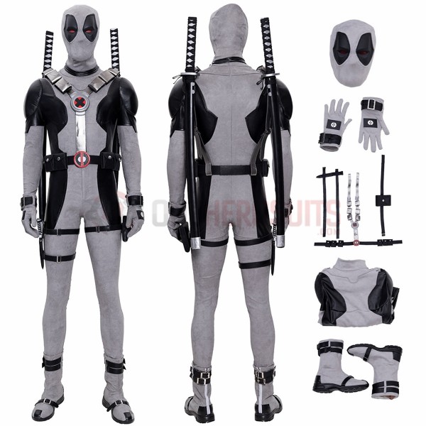 Deadpool Wade Wilson Cosplay Costumes Leather White X Force Edition