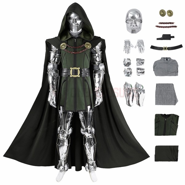 Doctor Doom Cosplay Costumes Victor von Doom Green Suits With ​Cloak