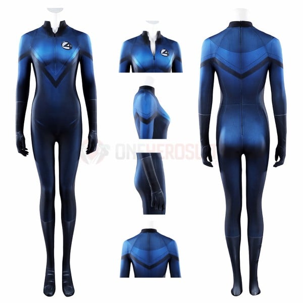 Fantastic Four 2005 Navy Cosplay Costume Invisible Woman Spandex Bodysuit