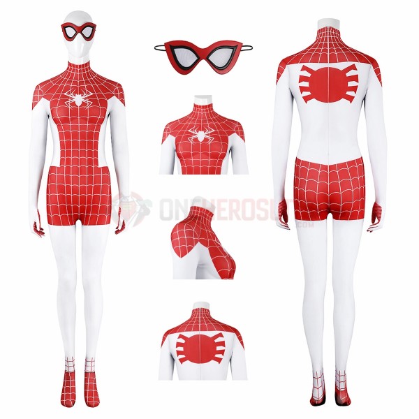 Female Spiderman Crimson She-Devil Cosplay Costume Mary Jane Watson Spandex Bodysuit