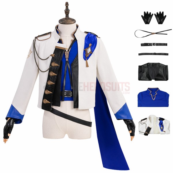 Final Fantasy XIV Cosplay Costumes Seneschal Prince Attire Blue Top Level Suits
