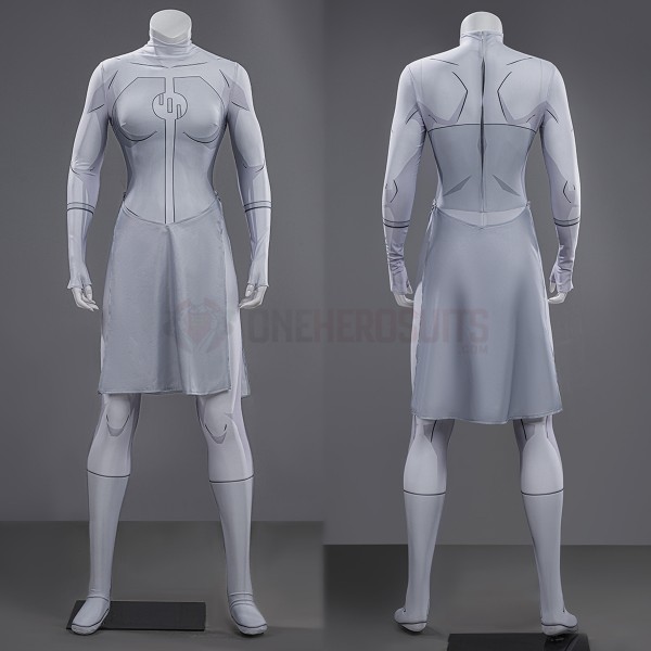 Invincible Anissa Cosplay Costumes White HD Printed Jumpsuit