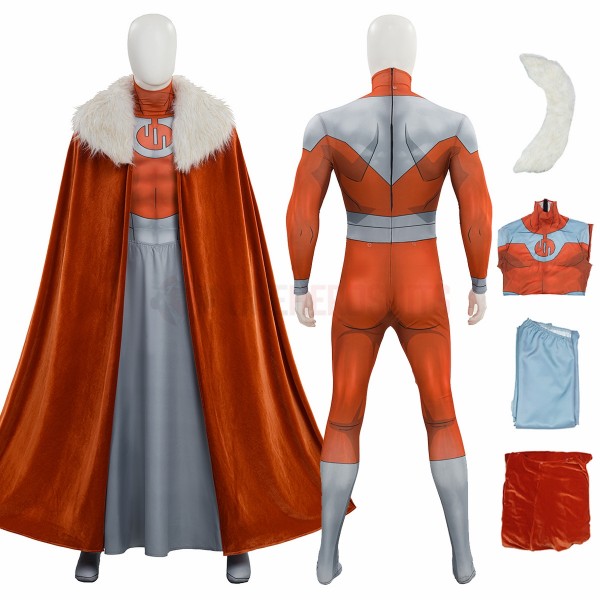 Invincible S4 Cosplay Costume Thragg Spandex Bodysuit With Cloak
