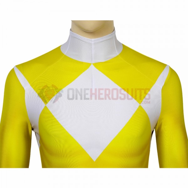Yellow Power Ranger Suit Spandex Power Rangers Costumes Printed Edition