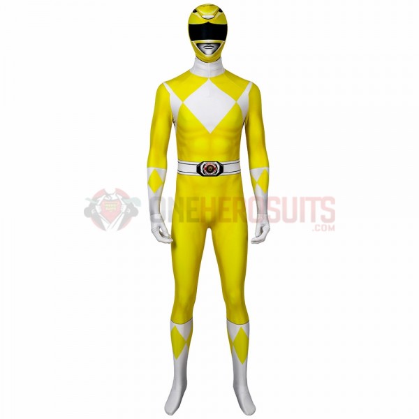 Yellow Power Ranger Suit Spandex Power Rangers Costumes Printed Edition