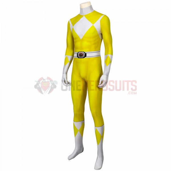 Yellow Power Ranger Suit Spandex Power Rangers Costumes Printed Edition