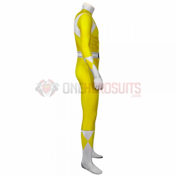 Yellow Power Ranger Suit Spandex Power Rangers Costumes Printed Edition