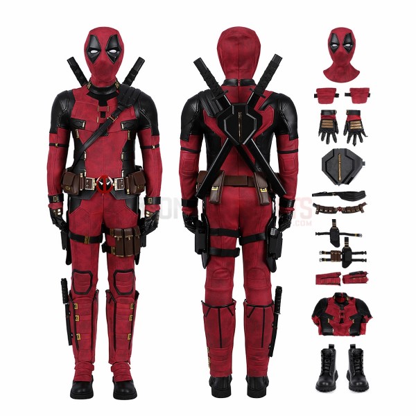 Kids Deadpool 3 Cosplay Costumes Wade Wilson Leather Edition Halloween Suits