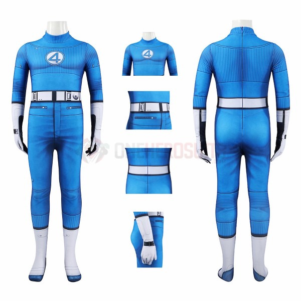 Kids Mister Fantastic The Fantastic Four First Steps Cosplay Costumes Reed Richards Halloween Suit