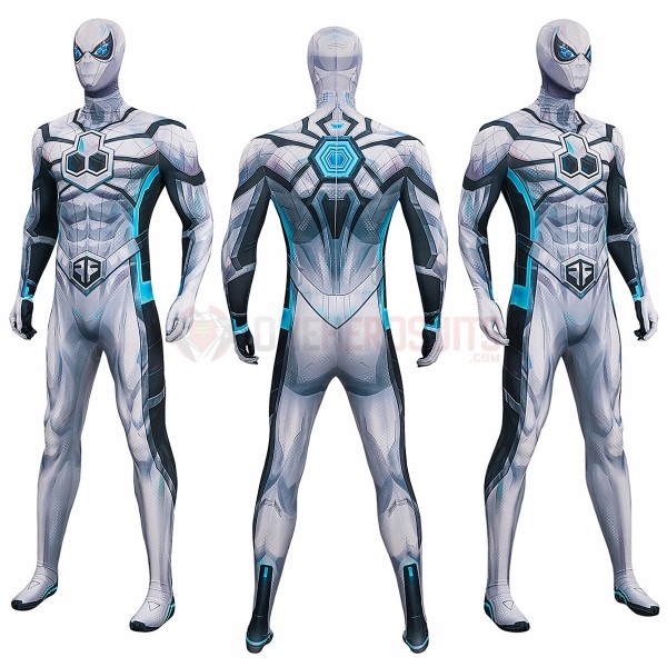 Marvel Rivals Spider-Man Future Foundation Cosplay Costumes White HD Printed Jumpsuit