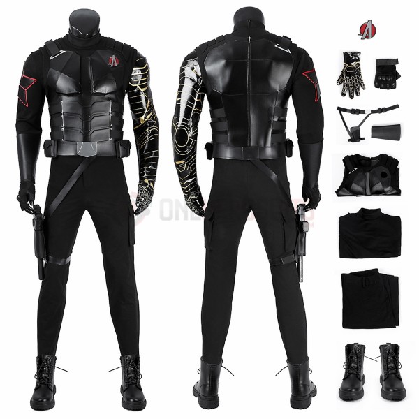 New Avengers Winter Soldier Cosplay Costume Bucky Barnes Black Suit