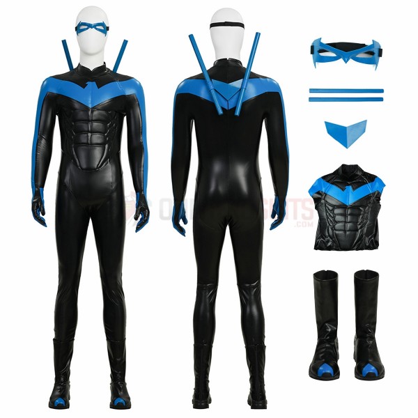 Nightwing Dick Grayson Cosplay Costumes Comic Blue Edition Top Level Suits