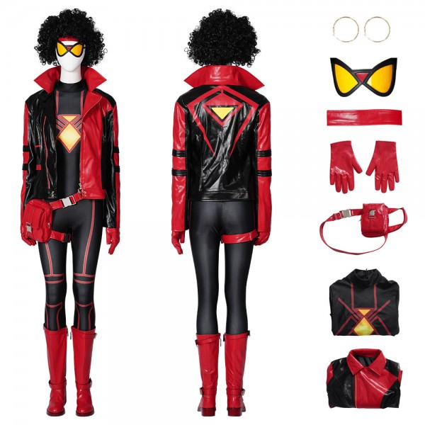 Spider-man Female Cosplay Costumes Red Leather Suits