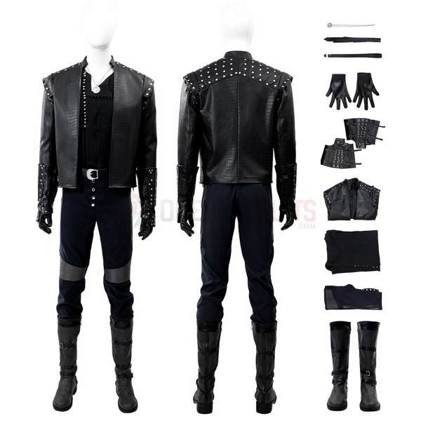 The Witcher 5 Cosplay Costumes Geralt Black Suits Top Level
