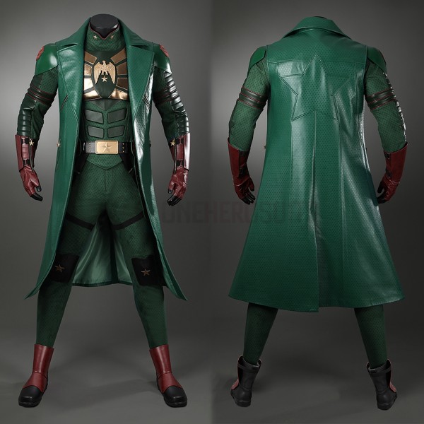 Vought Rising Cosplay Costume Soldier Boy Green Leather Suit