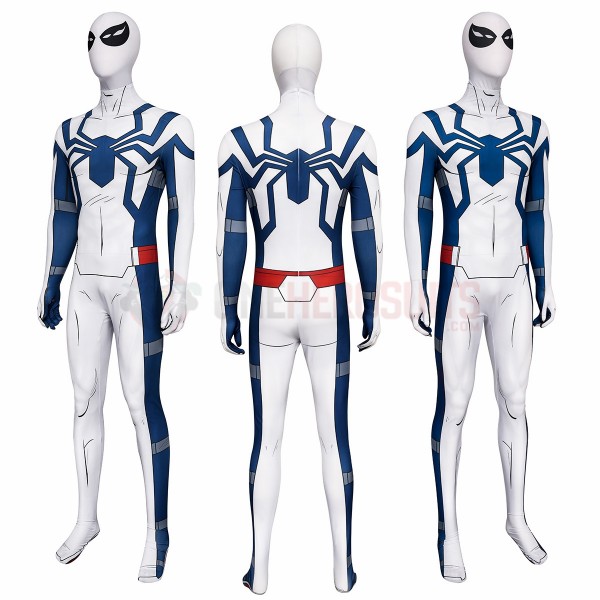Your Friendly Neighborhood Spider-Man Cosplay Costumes Osborn White HD Printed Jumpsuit