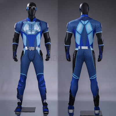 A-Train Cosplay Costumes Blue Upgraded Suits