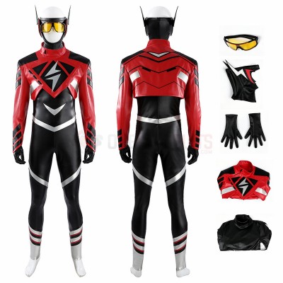 Absolute Wally West Cosplay Costume Red Leather Suit