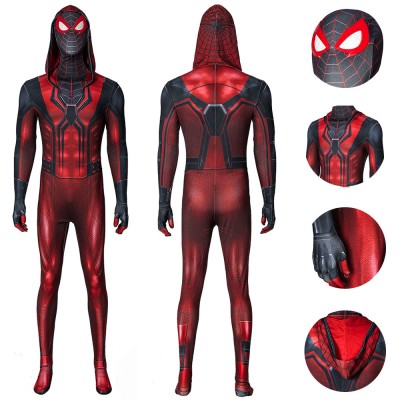 Avenger Spiderman Cosplay Costumes Miles Morales Crimson Hood Jumpsuits