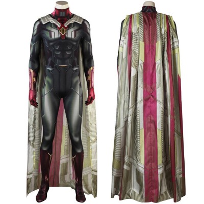 Avengers Vision Cosplay Costume 3D Printed Jumpsuits With Cloak