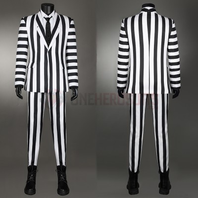 Beetlejuice 2 Cosplay Costumes Beetlejuice Black and white Suits