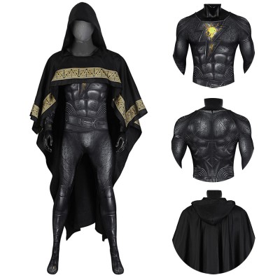 Black Adam Cosplay Costume 3D Printed Jumpsuits With Cloak