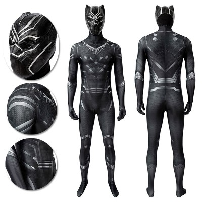 Black Panther Cosplay Costume Detail Printed Spandex Suit