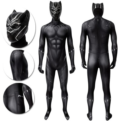 Black Panther Cosplay Suit Spandex Black Panther Costume Detail Printed