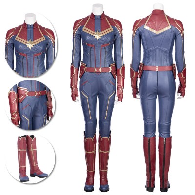 Captain Marvel Blue Cosplay Costumes Carol Danvers High Boots Version