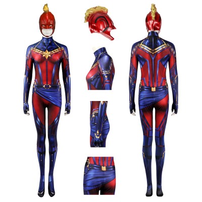 Captain Marvel Cosplay Costume Carol Danvers Spandex Bodysuit