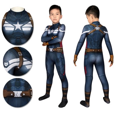 Captain America Suits For Kids Detail Printed Cosplay Costume For Halloween