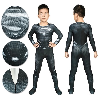 Christmas Gifts For Kids Clark Kent Black Cosplay Suit With Cloak
