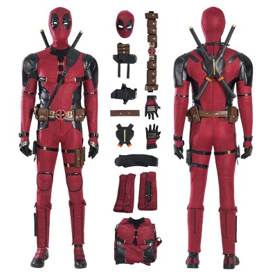 Deadpool 3 Cosplay Costumes Red Leather Suits