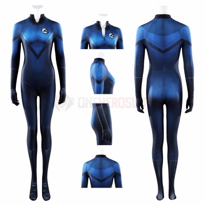 Fantastic Four 2005 Navy Cosplay Costume Invisible Woman Spandex Bodysuit