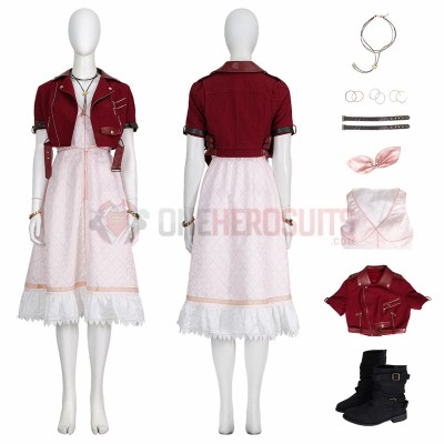 Final Fantasy VII Remake Cosplay Costumes Aerith Gainsborough Red Top Level Suits