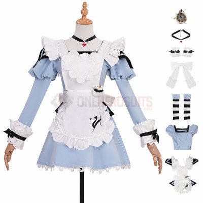 Final Fantasy XIV Cosplay Costumes Valentione Apron Dress Blue Suits