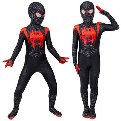 Gift For Boys Miles Morales Black Spider-man Cosplay Suit HQ Printed Costumes