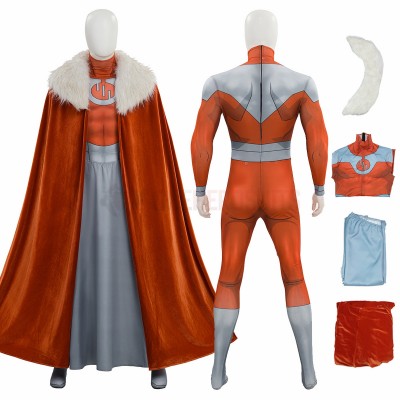 Invincible S4 Cosplay Costume Thragg Spandex Bodysuit With Cloak