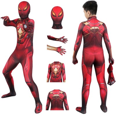 Kids Avenger Spiderman Cosplay Costumes Iron Spider Armor Suit