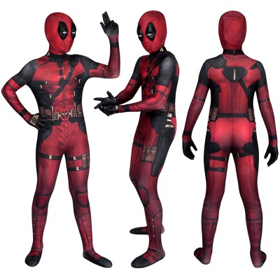 Kids Deadpool & Wolverine Cosplay Costumes Wade Wilson Halloween Suit