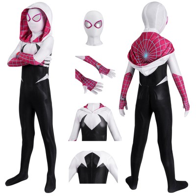 Kids Gwen Cosplay Costumes Across The Spider-Verse Gwen Halloween Suit