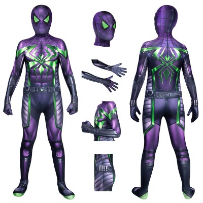 Kids Spider-Man Miles Morales Cosplay Costumes Purple Reign Halloween Suit